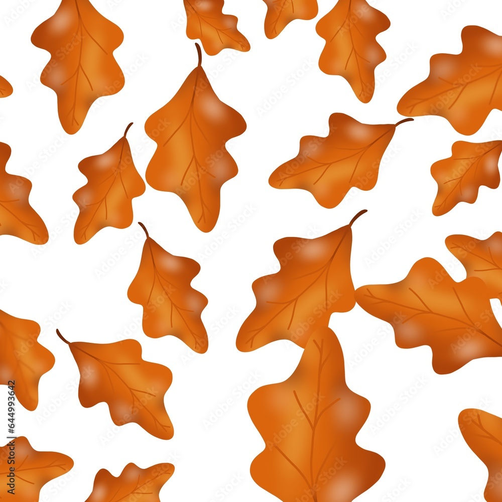 Fototapeta premium hand drawn horizontal banner pattern with bright leaves Flat doodle style. Illustration