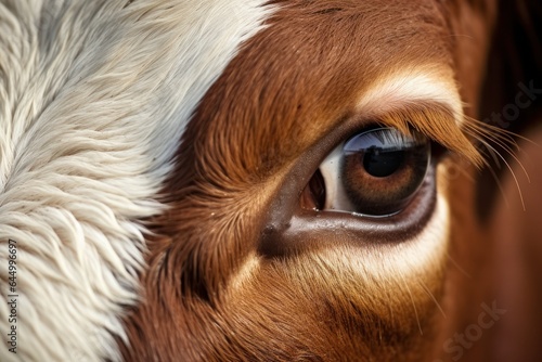 Cows eye. Vegan concept blending humanity with animals essence.