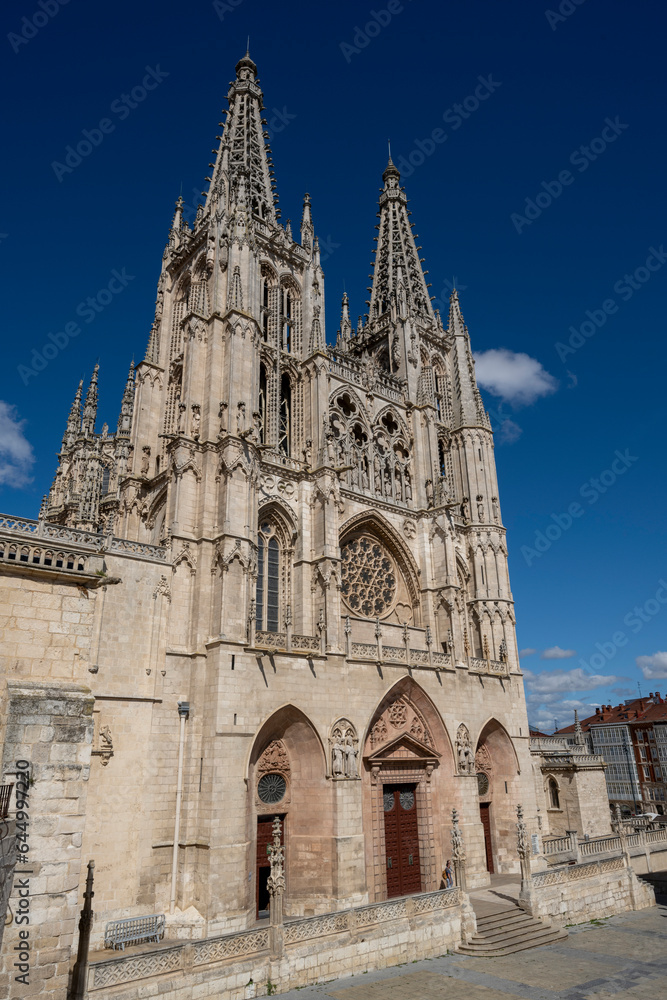 Burgos, Spain - August 4, 2023: Cathedral of the city of Burgos, Spain