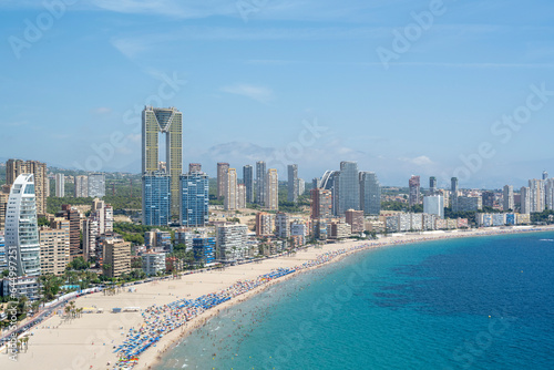 Benidorm, Spain - August 19, 2023: Panoramic view of the Poniente beach in the city of Benidorm, Spain © imstock