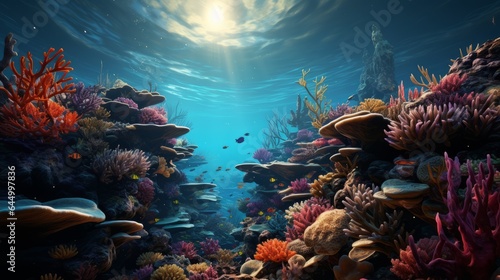 Colorful Marine Wildlife in Underwater Coral Reef © senadesign