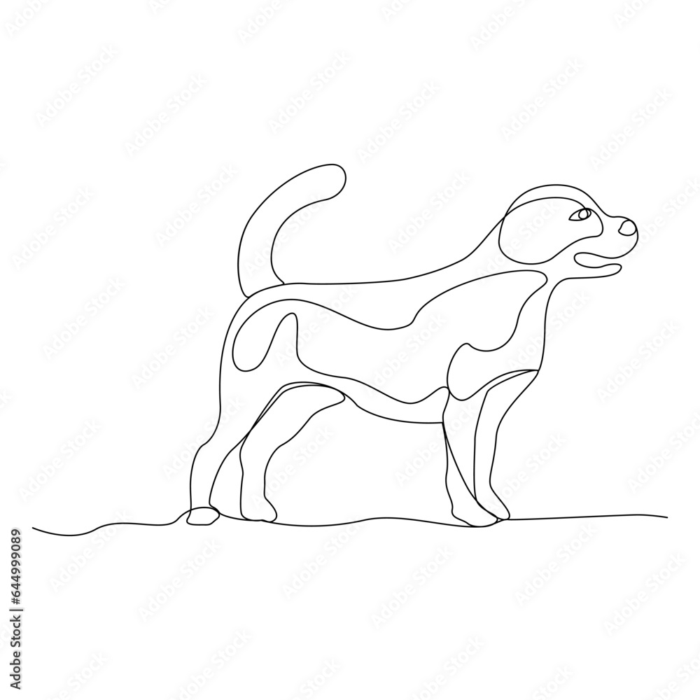 Continuous one line drawing of dog pet out line vector art drawing minimalist design