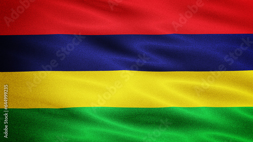 Waving Fabric Texture Of Mauritius National Flag Graphic Background