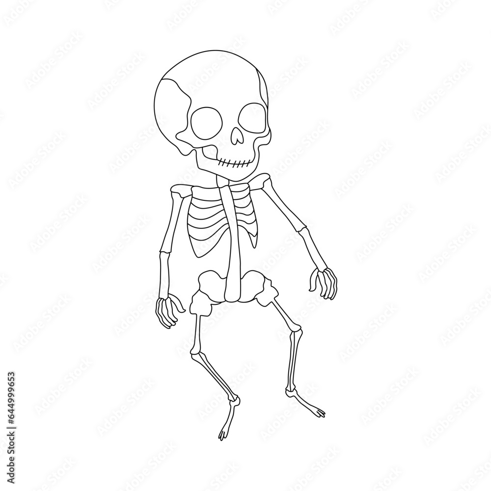 Obraz premium Continuous one line drawing of outline skeleton vector illustration 