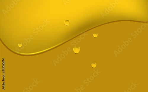 Organic serum or argan bubbles. Liquid golden drops of water, honey or oil. Collagen cosmetic essence. Falling gasoline yellow droplet.