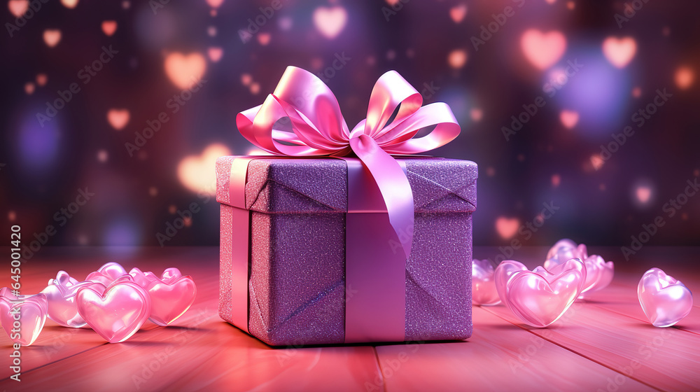 Heart shaped christmas gift box. Generative Ai Heart shaped christmas gift box. Generative Ai