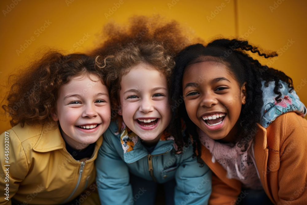 portrait of a smiling children. Generative Ai