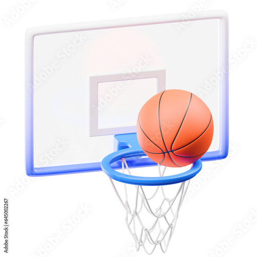 basketball hoop and ball 3d illustration