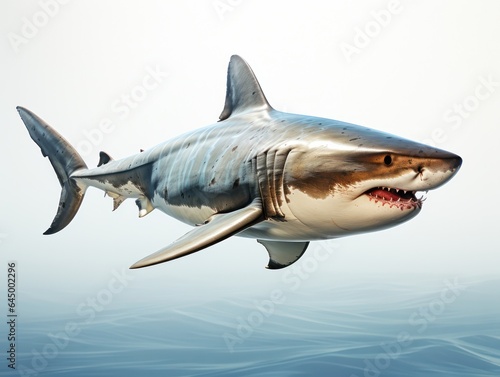  3D rendering of a shark isolated on white background. 