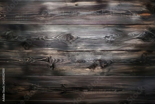 Seamless distress charred wood background. Distress Wood front view. photo