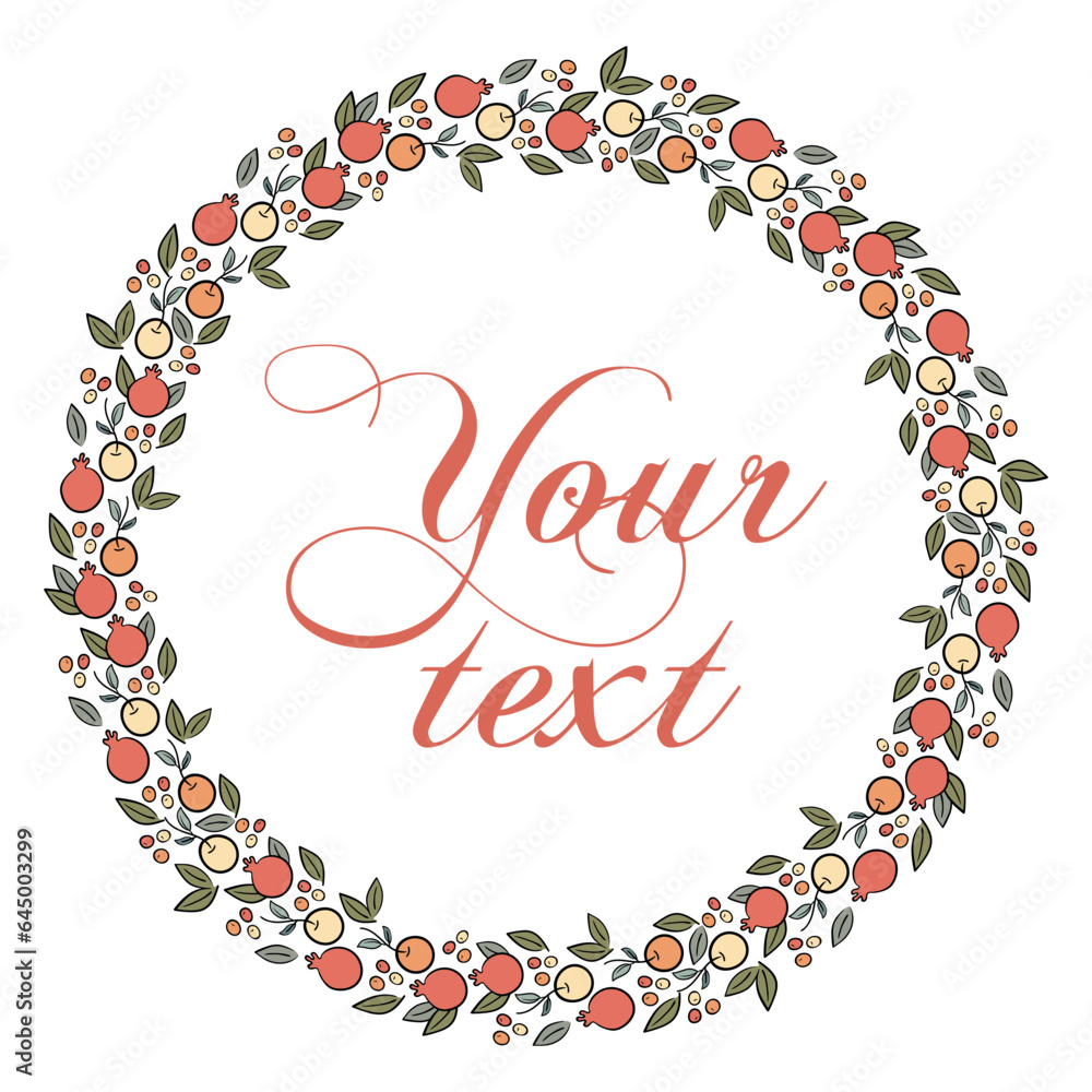 Wreath of abstract fruits and berries. Vector illustration Wreath of abstract fruits and berries. Vector illustration