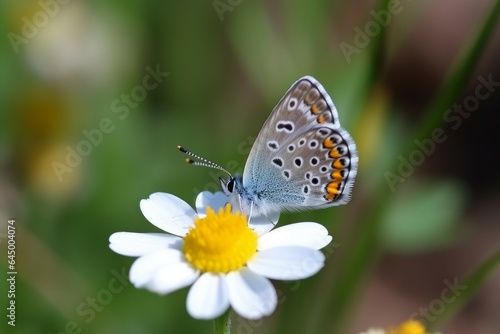 A butterfly perched on a delicate white flower