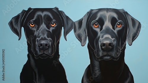 A painting of a dog with a black lab face photo