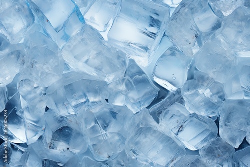 Top close view of Frozen Ice Cubes Crystals background. photo
