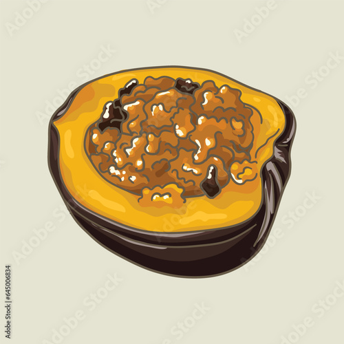 Stuffed Acorn Squash. Popular pumpkin dishes.
