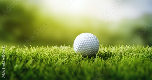 Golf ball on tee on blurred background
