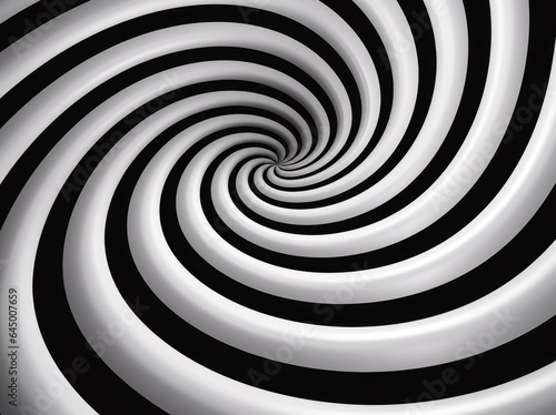 A black and white spiral design with a white center