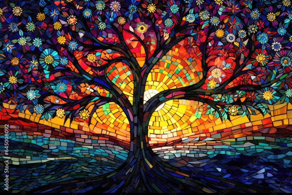 A stunning sunset over a majestic tree