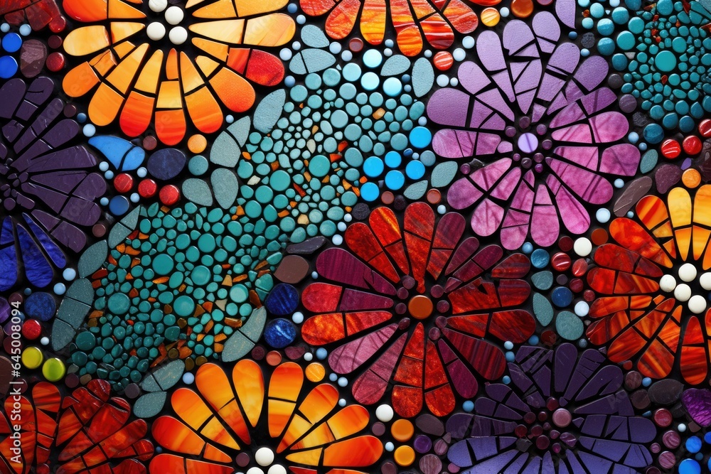 A vibrant and colorful painting with a close-up view