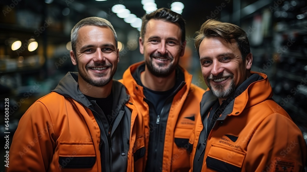 Success after success, a group of mechanics perform services and upkeep in the garage.. Success after success, a group of mechanics perform services and upkeep in the garage..