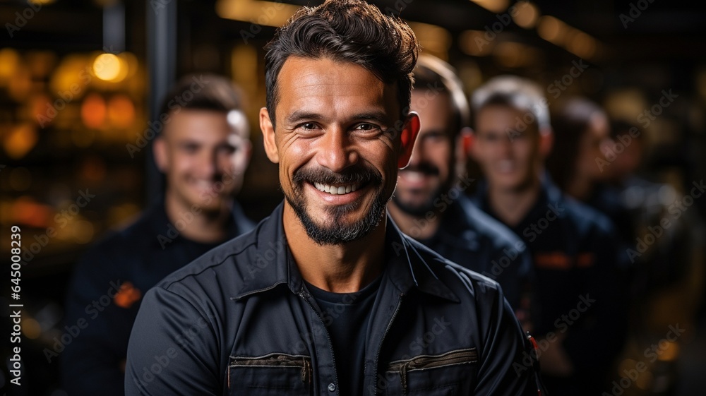 Success after success, a group of mechanics perform services and upkeep in the garage.. Success after success, a group of mechanics perform services and upkeep in the garage..