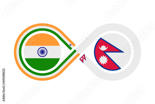 unity concept. india and nepal flags. hindi and nepali language translation icon. vector illustration isolated on white background