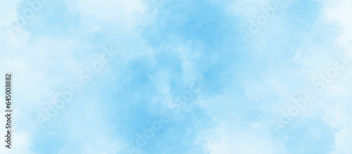 blue sky with clouds. Light sky blue shades watercolor background. Sky Nature Landscape Background. sky background with white fluffy clouds.	