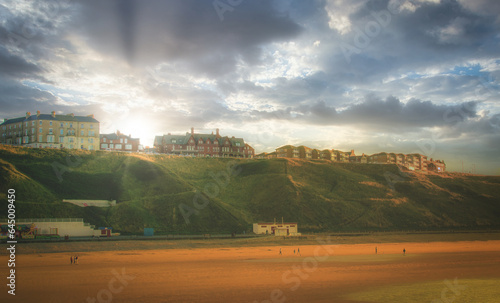 Saltburn by the Sea city at sunset in North Yorkshire UK. photo