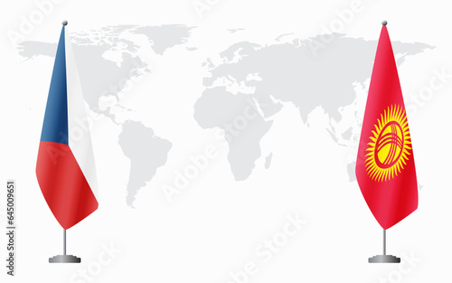 Czech Republic and Kyrgyzstan flags for official meeting