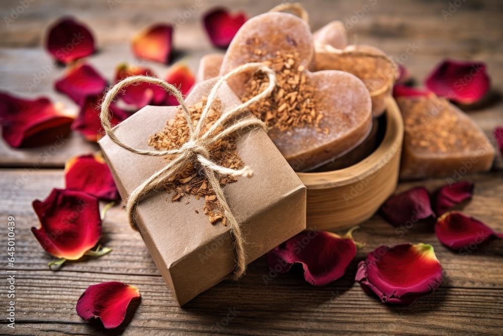 Bars of handmade natural soap with herbs and flowers Bars of handmade natural soap with herbs and flowers