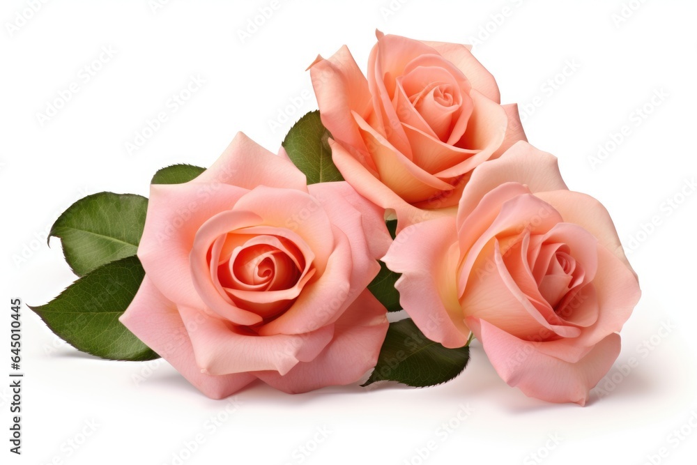 Fototapeta premium Rose flowers on a white background
