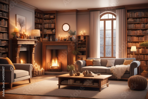 A cozy living room adorned with soft woolen blankets and cushions © Zen