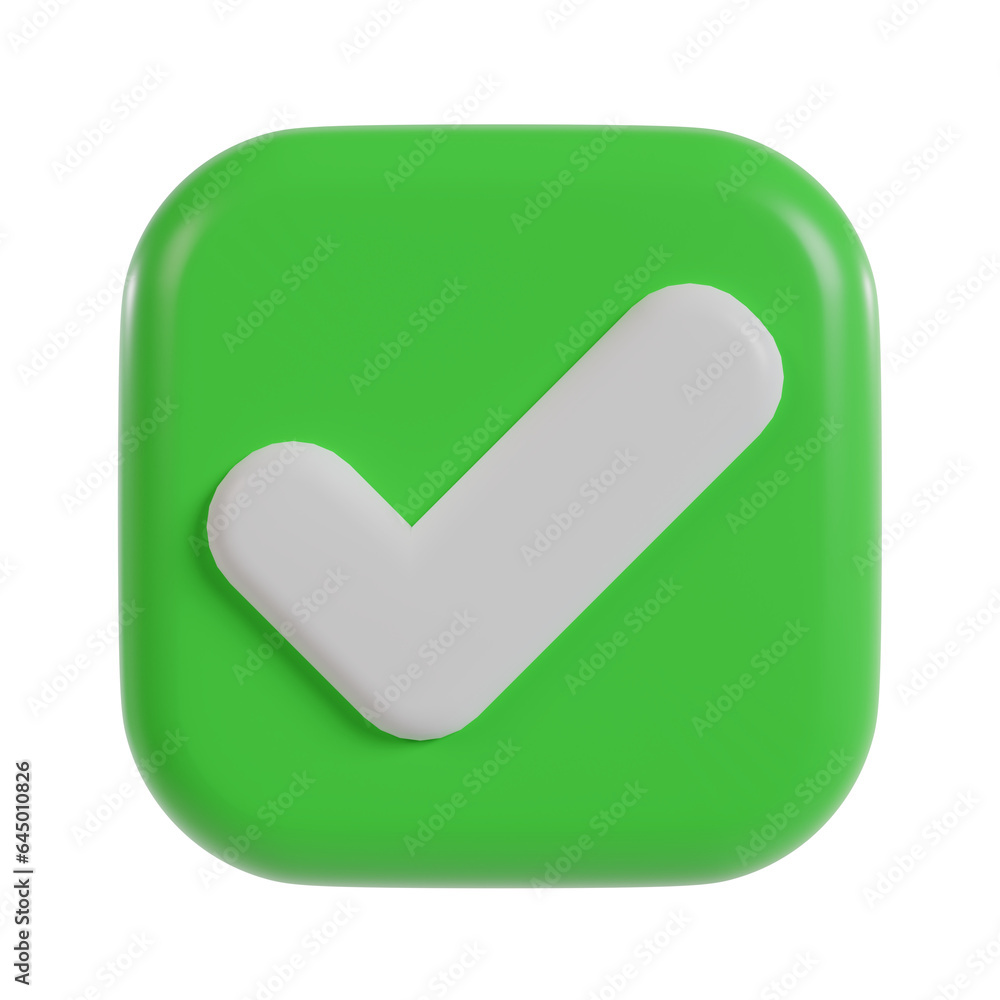 Check mark 3d icon green tick. Check mark 3d icon green tick.