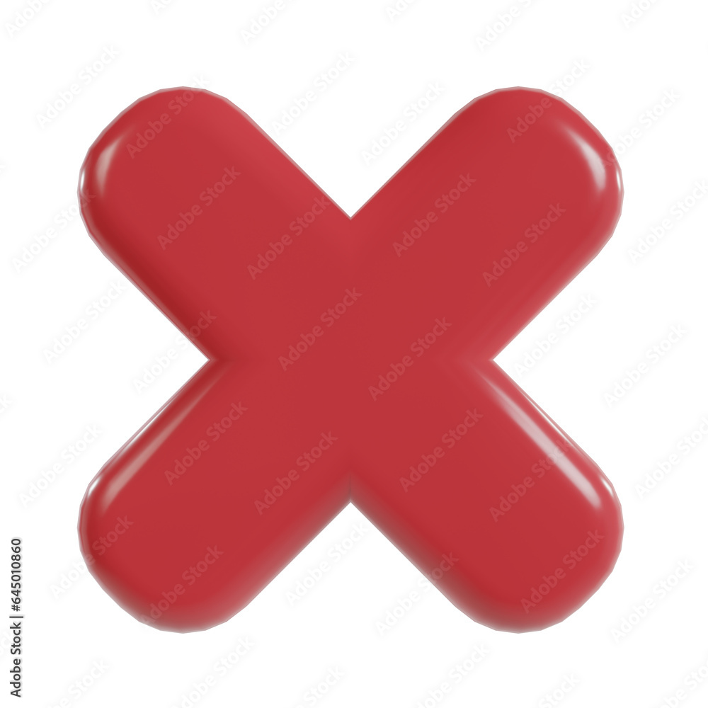 Obraz premium Cross icon 3d button. wrong check mark.