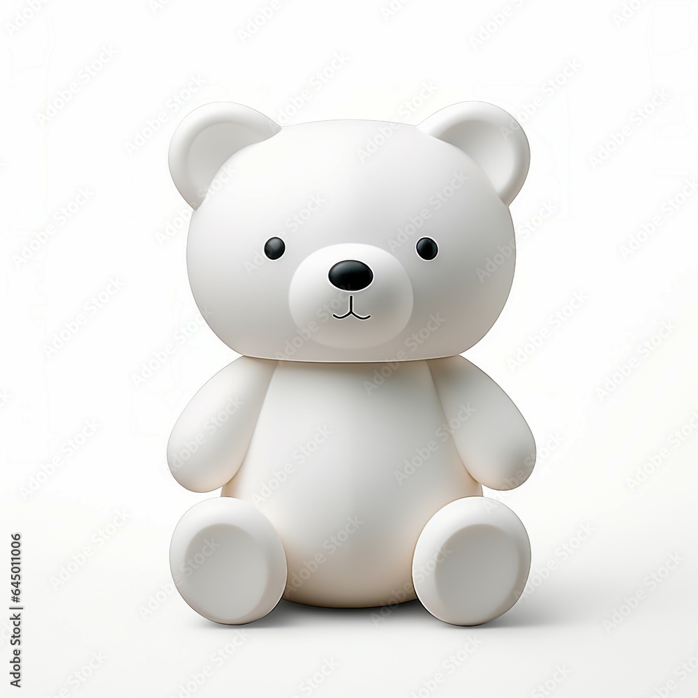 3D toy bear isolated on white background