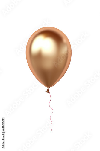 gold helium balloon. Birthday balloon flying for party and celebrations. Isolated on white background. Generative AI