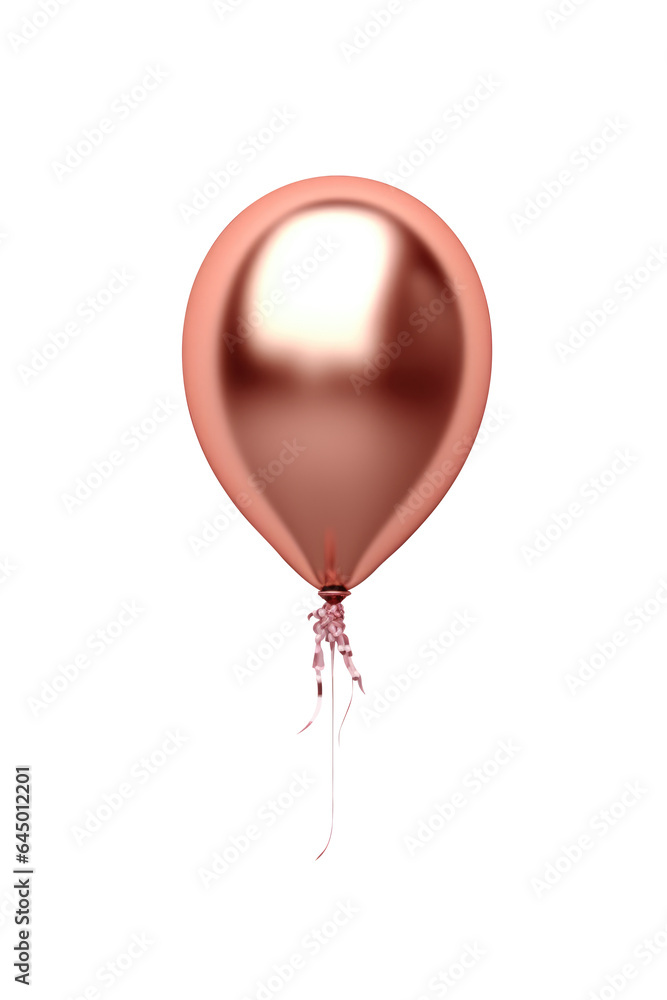 pink gold helium balloon. Birthday balloon flying for party and celebrations. Isolated on white background. Generative AI pink gold helium balloon. Birthday balloon flying for party and celebrations. Isolated on white background. Generative AI