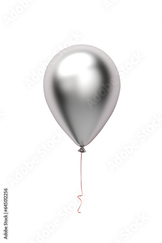 silver helium balloon. Birthday balloon flying for party and celebrations. Isolated on white background. Generative AI
