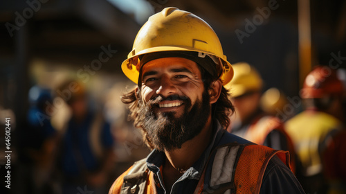 An employee in the road construction business who is satisfied with his job. © OKAN