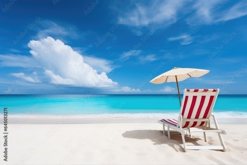 Panorama of sun lounger at tropical beach