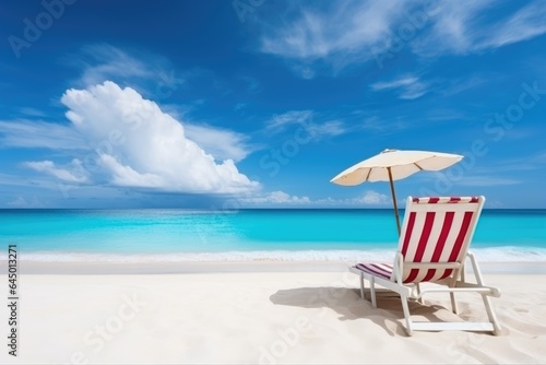 Panorama of sun lounger at tropical beach