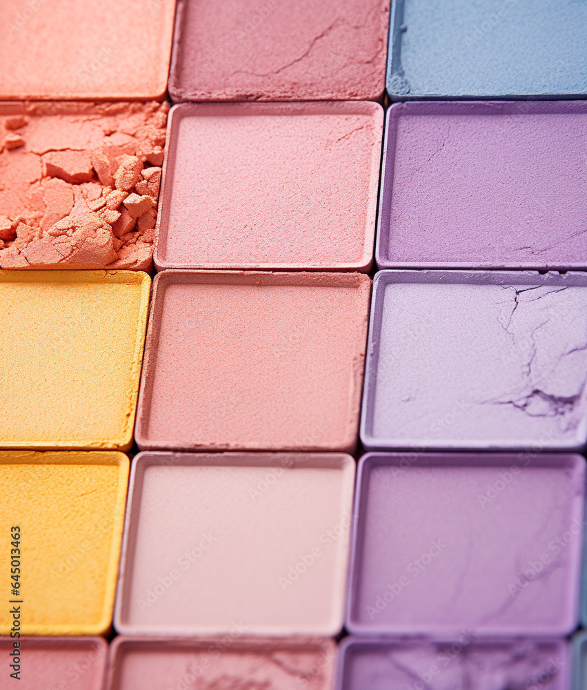Fototapeta premium Pastel eyeshadow pigments palette, macro. 