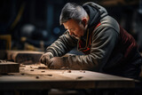 A close-up photograph showcases a person's hands working on a woodworking project, reflecting the dedication to craftsmanship within a creative lifestyle. Generative Ai.