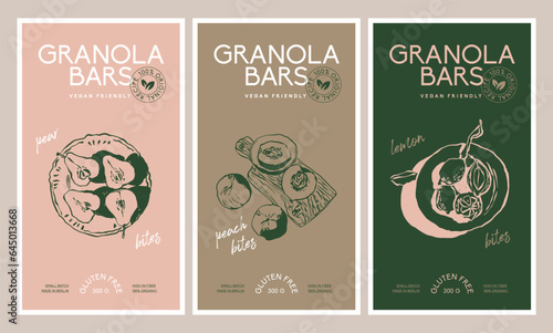Vector hand drawn food and drinks packaging label design templates for cafe or restaurant