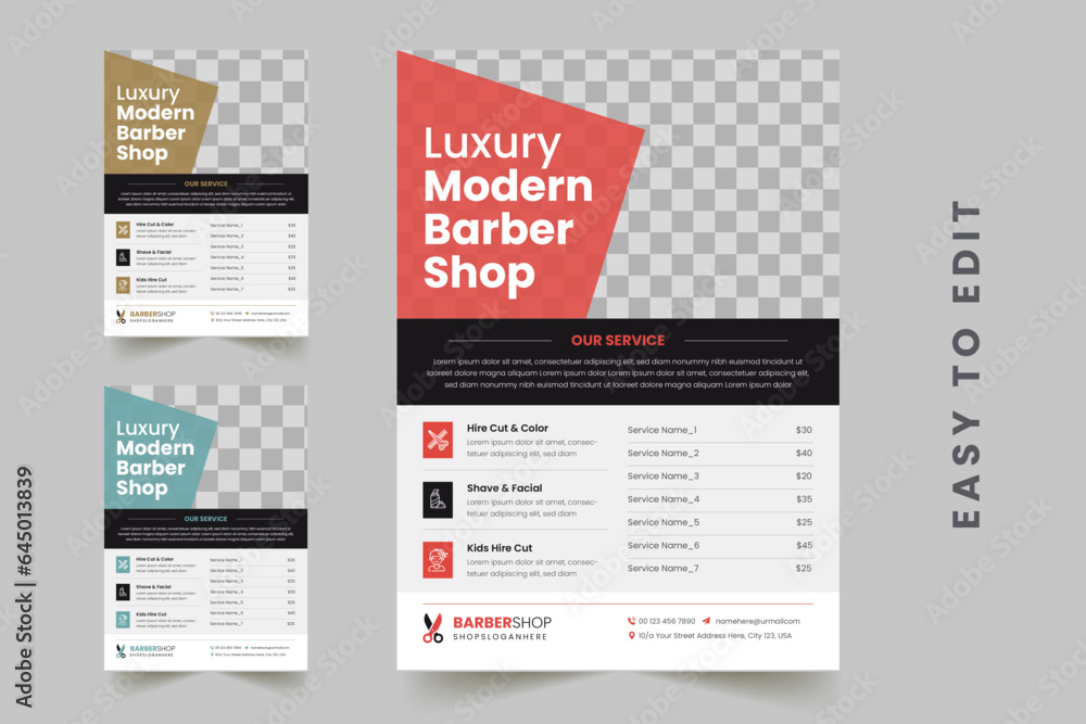 Barber Shop Flyer Template Editable Creative Beauty Salon Hair Cutting and Spa Business Flyer