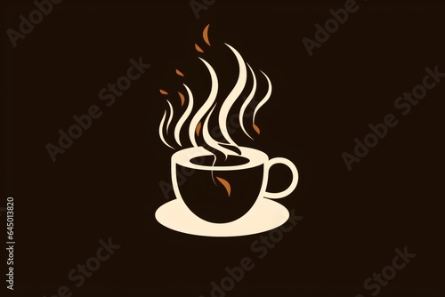 Creative and minimalistic brown coffee cup icon isolated on a brown background