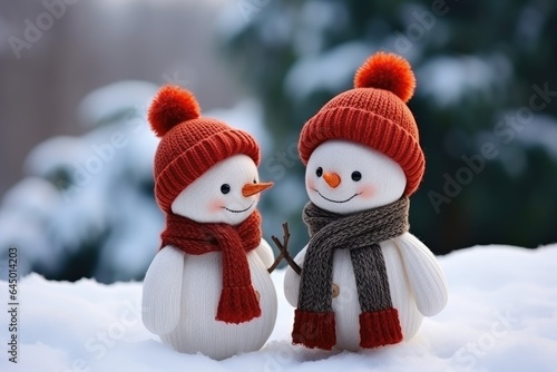 snowman doll forest background, Christmas and Happy New Year © Оксана Олейник