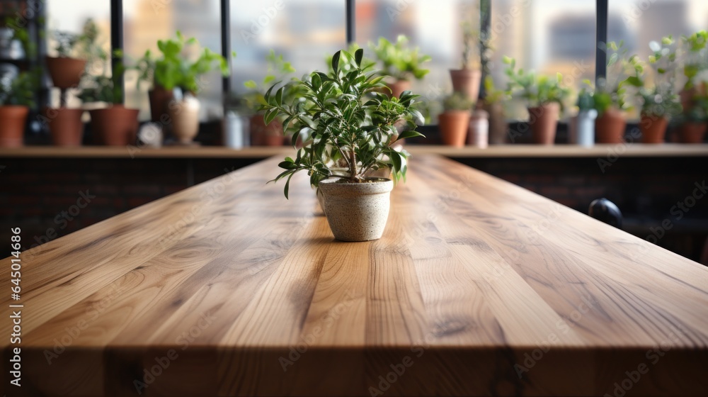Flower on a wooden table in the kitchen. Flower on a wooden table in the kitchen.