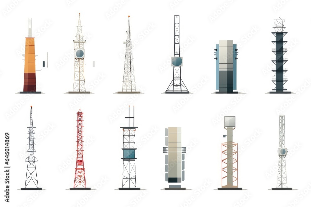 Telecommunication cellular towers on white background Telecommunication cellular towers on white background