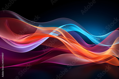 Colorful abstract waves on black background. Digital graphic resource for designers. 